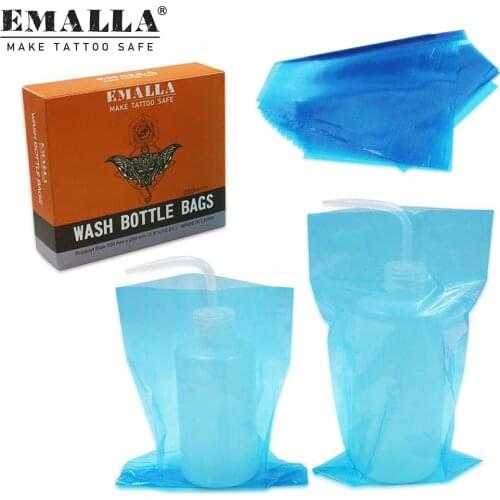 EMALLA 250PCS Tattoo Wash Bottle Bags Wash bottle Covers Sleeves Barrier Supplies for Tattoo Bottle Tattoo Accessories Supplies