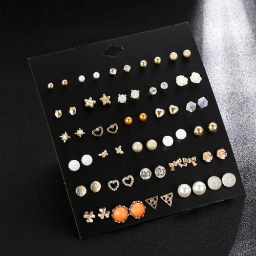 Fashion Jewelry For Women Pop Pearl Gypsophila Earrings Flower 30 Pairs Set Factory Wholesale