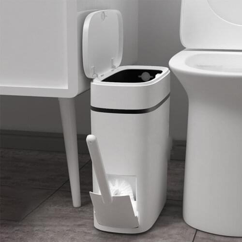 Kitchen Trash Bin Can and Toilet Brush Set Trash Can Toilet Brush Storage Bucket and Toilet Rubbish Bin for Bathroom Garbage Can
