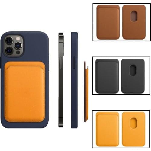 Official Original Leather Magsafe Case for iPhone 12 Pro Max Mini 2 in 1 PU Magnetic Wallet Card Bag Magnetic Card Holder