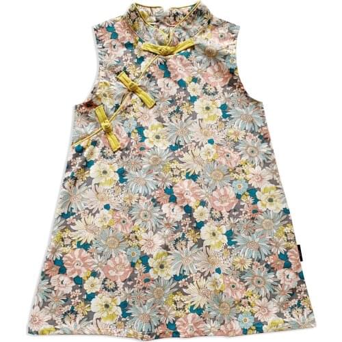 Baby Girls Chinese Style Floral Print Dress 2020 Summer New Kids Girls Sleeveless Dress