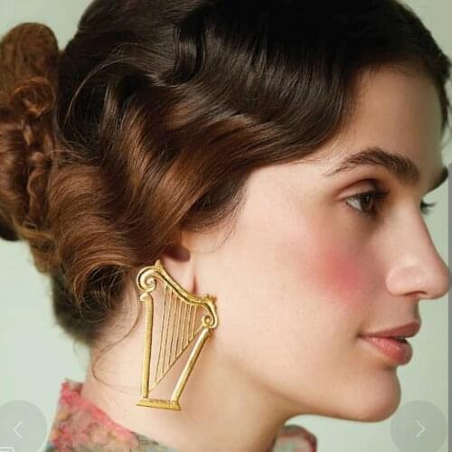 Tocona Palace Harp Drop Earrings for Women New Fashion Hollow Out Geometry Alloy Metal Party Jewelry Eelgant Jewelry 19925