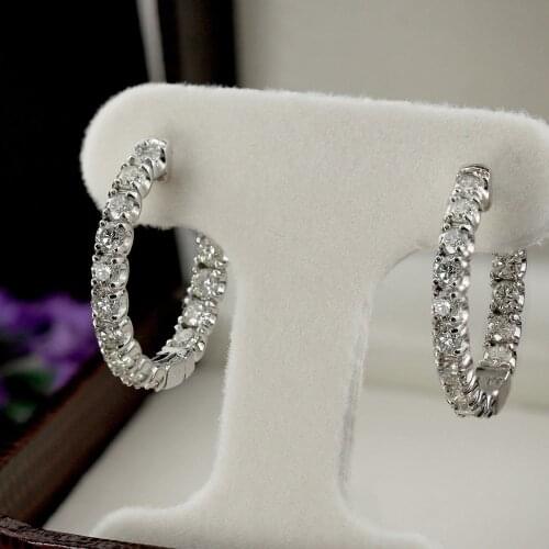 Big Size Solid 14K White Gold Moissanite Drop Earrings for Women 2.5CTW 3mm F Color Moissanite Diamond Earrings