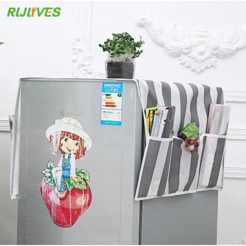 Refrigerator Dust Cover With Pocket Storage Bag Washing Machine Storage Organizer Bags Hanging Bag
