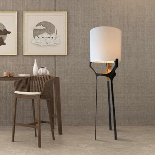 Led Floor Lamp Chinese Simple Fabric Personality Triangle Bracket Living room Exhibition Hall Club Metal Design Lighting H184