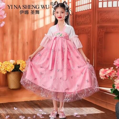 Traditional Costumes Hanfu Children Summer Chinese Girls Hanfu Dress Cosplay Lovely Kids Vintage Children Ancient Fairy Princess