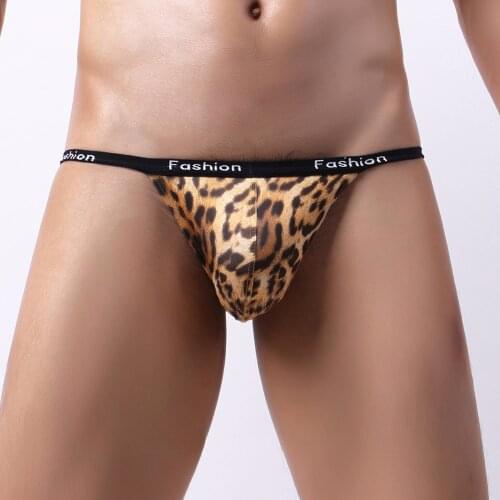 Mens Sexy Briefs Leopard Bikini Backless Jockstrap G-string T-Back Underwear Low Waist Underpants Male New Pouch Panties