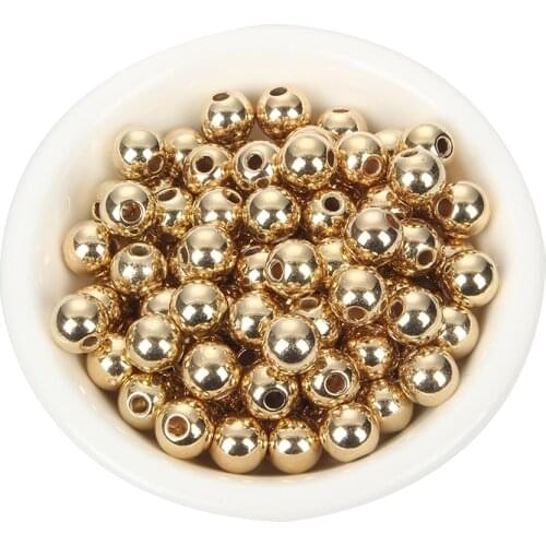1000Pcs KC Golden Round Acrylic Beads For Jewelry Marking Diy Bracelet Charm Needlework Accessories Jewelry Finding 4-10mm