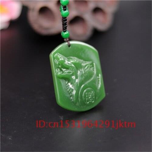 Jewelry Jadeite Jade Natural Hand Pendant Chinese Fashion Gifts Women Men Charm Amulet for Wolf Green Carved Necklace
