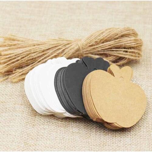 ZerongE jewelry Apple Shape brown Paper gift swing tagging tag black/white garment cloth products tag labe 200pcs+200 ropes