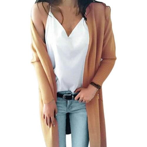 Women Cardigan Office Lady Cardigan Solid Color Double Pockets Autumn Winter Women Long Sleeve Knitted Coat Cardigan Streetwear
