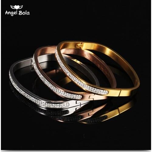 Sale 2018 1PC Fashion Hot Sale Popular Bracelet for Women Crystal Stainless Steel Shine Wedding Bridal Gift With AAA CZ