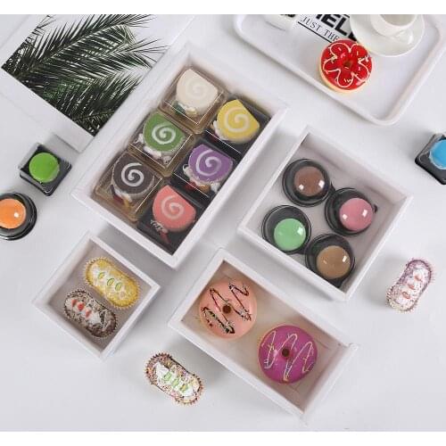 10Pcs/Lot Cookie Cake Food Paper Box With Transparent Cover Donut Chocolate Birthday Gift Box For Party Favors Desert Storage