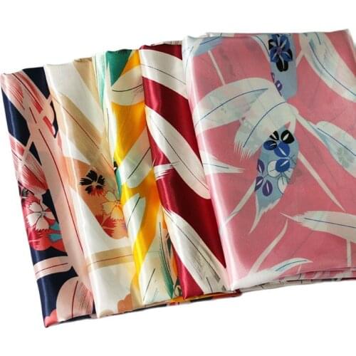 100cm*148cm Leaf Design 100%Polyester Satin Fabric Soft Charmeuse Dress Lining Textile Soft