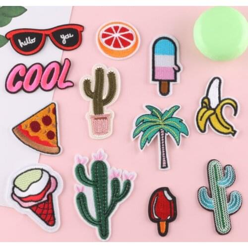 12pcs Cactus Patches For Clothing Iron On Patche For DIY Child Clothes Hats Accessories Appliques On T-Shirt Jeans Badge Sticker