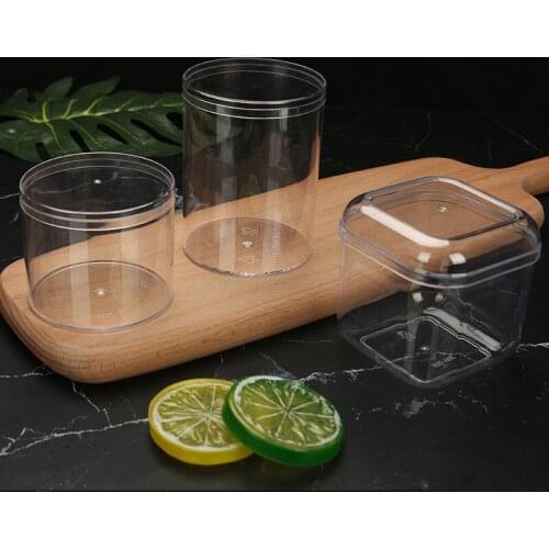 12pcs Net red transparent mousse pudding ice cream cake cup sawdust cup thick PS hard plastic party favors dessert cup with lid