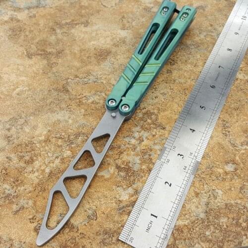 3 colors BRS Alpha Beast AB sandwich Titanium Handle D2 Blade Butterfly Trainer Knife Bushing System free-swinging Pocket Knife
