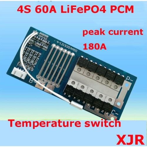 4S 60A 12.8V LiFePO4 BMS/PCM/PCB battery protection circuit board for 4 Packs 18650 Battery Cell w/Temp