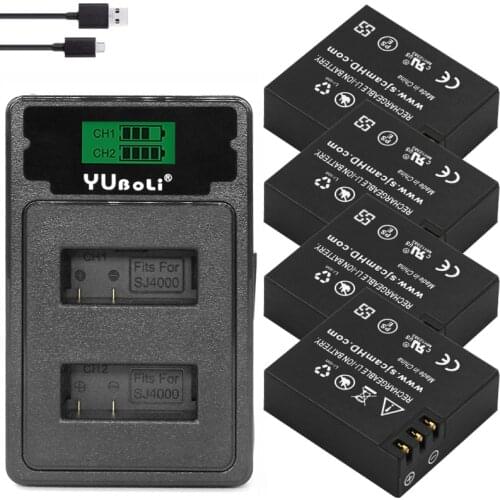 4x Original SJ4000 4k AIR Battery SJ5000 SJ6000 SJ7000 Bateria + SJ5000X Wifi Charger For SJCAM M10 SJ8000 SJ9000 Eken Batterie