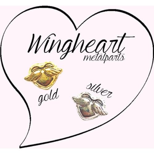 50pcs/pack Japan Korea Nail Art Alloy Heart Wing Angel Gold Silver Metal Jewellry Accessories Collection for Women Nail DIY