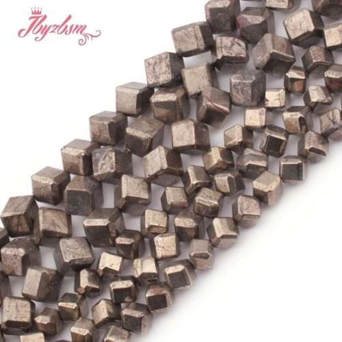 6mm 8mm Faceted Square Pyrite Loose Beads Natural Stone Beads For DIY Necklace Bracelet Earring Jewelry Making Strand 15"