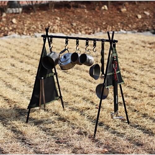 Aluminum Hanging Rack Multi Camping Tools Camping Hanging Triangular Rack Portable Camping Shelf Outdoor Grill Tripod
