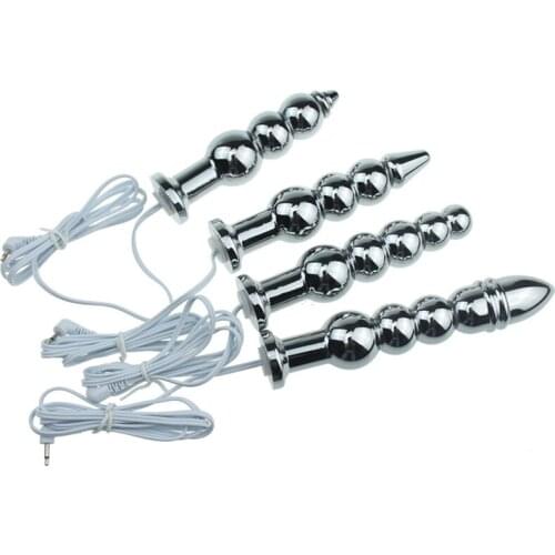Dual Electrodes Electric Shock Anal Beads Electro Butt Plug Anal Dildo Medical Themed Toys Sex Products Erotic Toys for Women