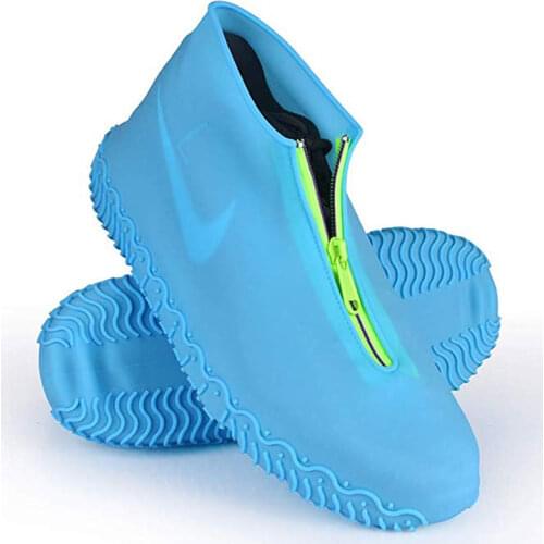 Portable Waterproof Shoe Covers Silicone Reusable Shoe Cover Non-slip Durable Zipper Elastic Rain Cover Protection for Men Women