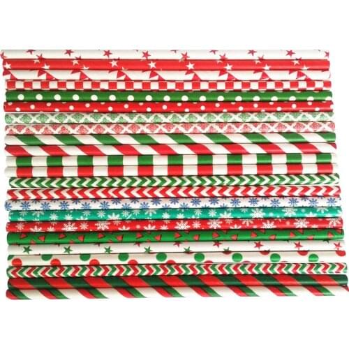 DHL Free Shipping 2000pcs Mix Paper Straws,Stripe Dot Chevron Checkered Star Snowflake Green Red Christams Drinking Paper Straws