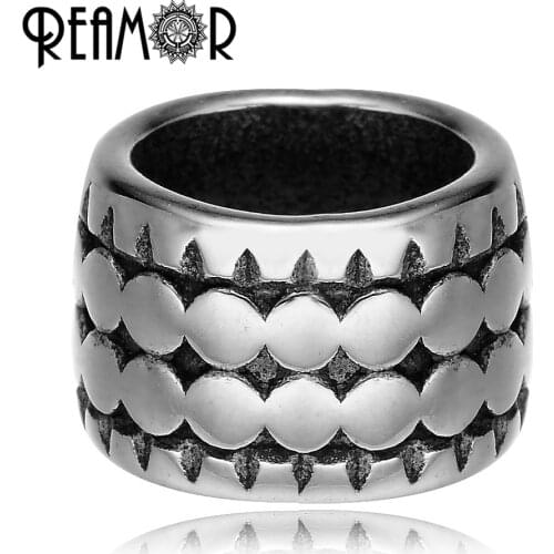 REAMOR Fashion 8mm 316L Stainless steel Tibetan Big Hole Beads Charm Metal Spacer Beads for Jewelry Making Accessories Wholesale