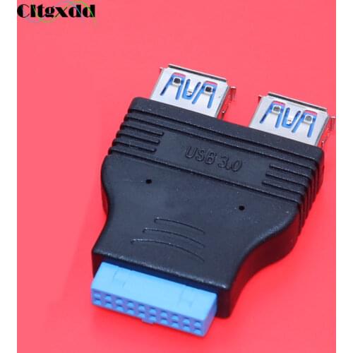 Cltgxdd 1PCS Dual USB 3.0 Type A Female to 20 Pin Motherboard Header Female Connector Adapter