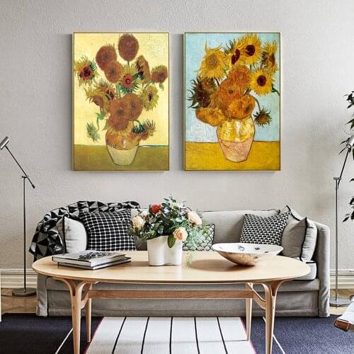 Van Gogh Chrysanthemum Flowers Canvas Art Paintings Reproductions Impressionist Flowers Canvas Art Prints For Living Room Decor
