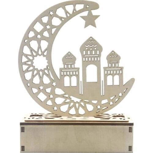 Wooden Led Light Palace Eid Mubarak Decor Ramadan Decoration Muslim Craft Supplies Ramadan Decoration Home Party Decor