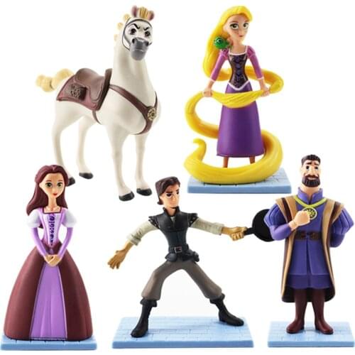 11cm 5pcs/Lot Rapunzel Princess Tangled Flynn Rider Horse Maximus King Frederic Pascal Magic Girl PVC Action Figure Model Dolls