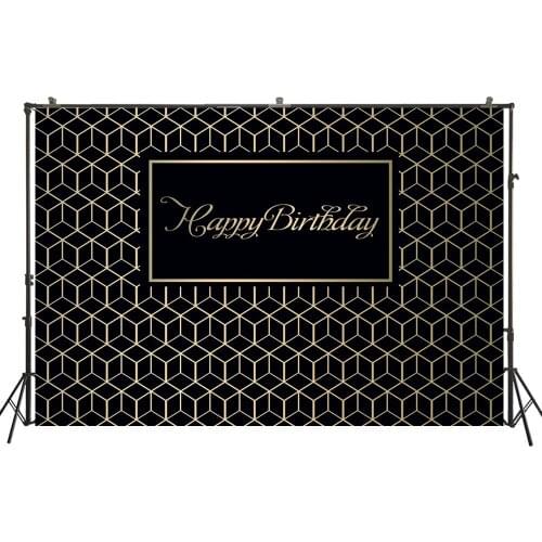 Photography Backdrops Birthday Party Banner Gold Black Adults Custom Desserts Table Photo Background For Studio PhotocallW4602