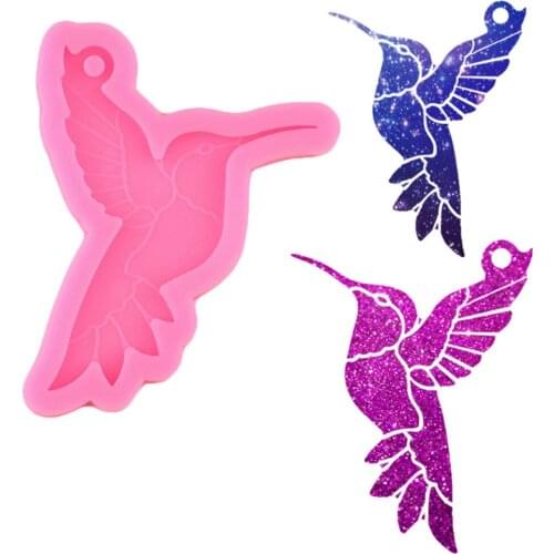 Glossy Resin Hummingbird Mold Birds Epoxy Craft Keychain Silicone Mould Polymer Clay DIY Jewelry Making Pendant Moulds
