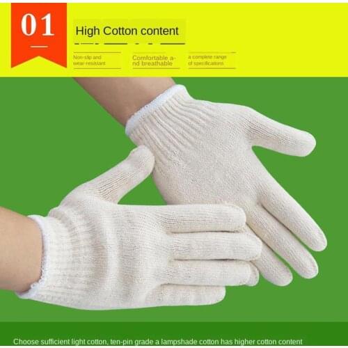 12ft Cotton Work Protection Gloves Knitted Cutting Gloves Gloves