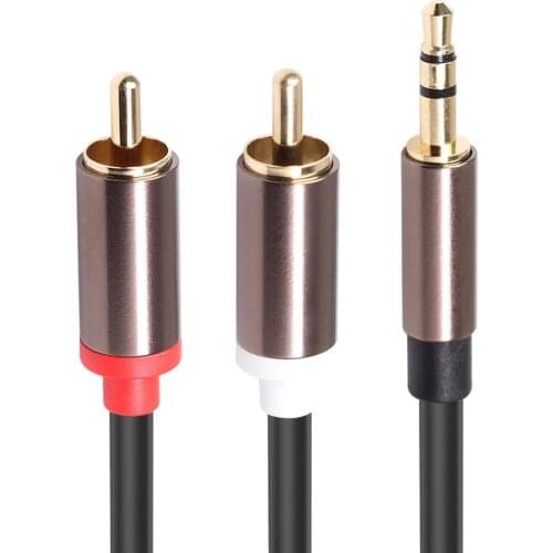 1/8 inch Male to 2RCA Male Splitter AUX Cable Audio Video Cable Adapter Locking Cable 3.5 mm Jack to 2 RCA Audio Cable