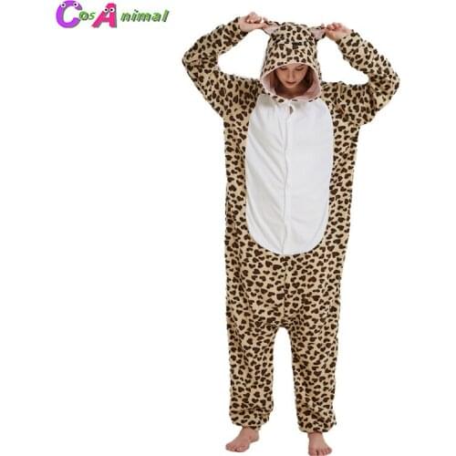 Adults Leopard Bear Kigurumi Cartoon Animal Onesies Pajama Womens and Mens Halloween Carnival Masquerade Party Jumpsuit