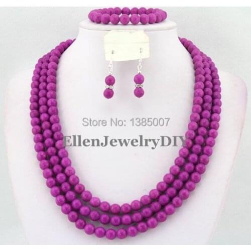 Lavender African Jewelry Set Nigerian African Wedding Beads Jewelry Set Beads Necklace Set W6628