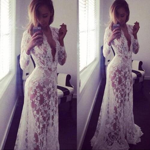Lace Transperant White Maternity Long lace Dresses Pregnant Photography Props Fancy Elegant Pregnancy Summer Style Beach Dress