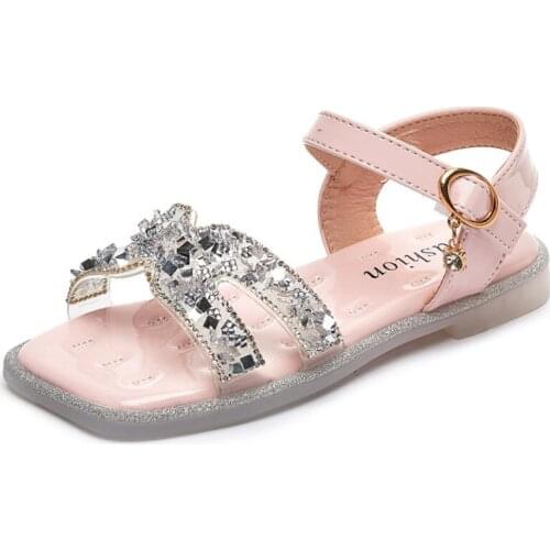 Summer kids sandals for girls shoes Flats Fling Princess Glitter Shoes Baby Sandals Children Wedding Shoes cute sandalias sapato