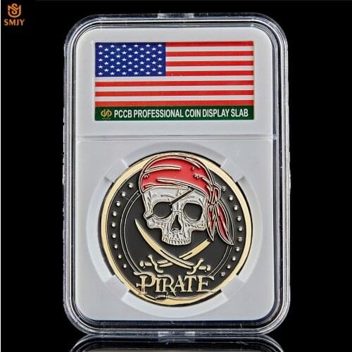 Pirate Gold Coins Collectibles Nautical Skull Pirate Treasure Bay Metal Challenge Coin&Home Decoration Accessories W/PCCB Box