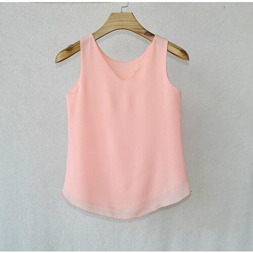 Fashion Women Brand 2021 Summer Sexy Low-cut Tanks Tops sleeveless V-neck Chiffon blouse Plus Size XXL Candy colors Camisole