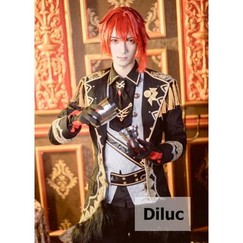 [Customized] Anime! Genshin Impact Diluc Gorgeous Game Suit Handsome Uniform Cosplay Costume Halloween Party Outfit 2020 NEW Hot