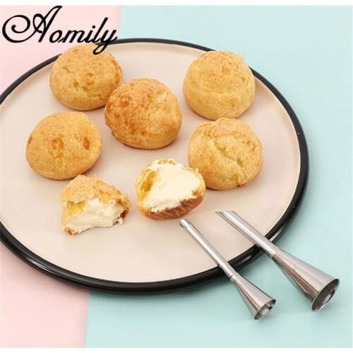 Amoliy S/L Size Stainless Steel Squeezed Mouth Cream Puffs Nozzle Cake Decoratiing Tools Cream Butter Piping Nozzles Baking Tool