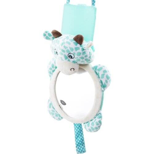 New Baby Car Seat Stuffed Plush Toy Animal Dear Mirror Rearview Baby Rattle Infant Backseat Toy Newborn Accessories 0~12 Months