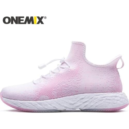 ONEMIX Women Sneakers 2021 Summer Casual Flat Knitted Breathable Mesh Slip-on Female Vulcanize Jogging Training sports Shoes