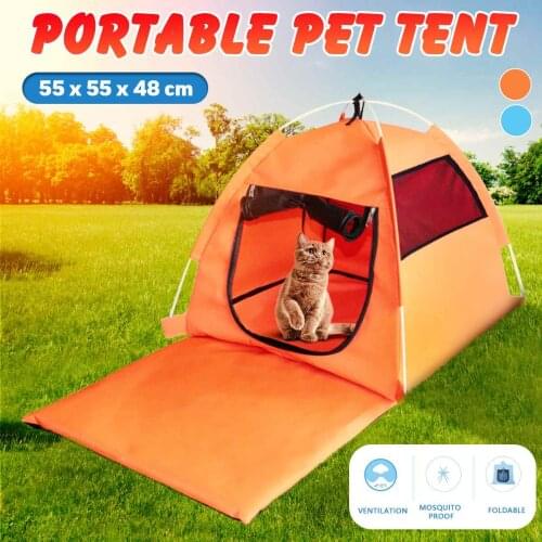 Pet dog cat tent waterproof Oxford cloth portable anti-mosquito all-season bed anti-fouling soft outdoor kennel blue orange