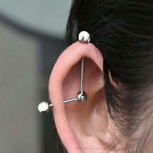 Opal Ear scaffolds ear bridge transversal piercing Medical titanium steel piercings body piercing jewelry for women men